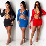 Sexy Ruched Crop Tops Mini Skirt Two Piece Suits CHY-1285