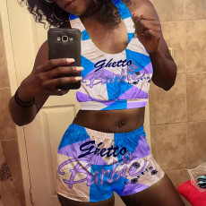 Sexy Printed Tank Top And Shorts Two Piece Sets SHD-9337