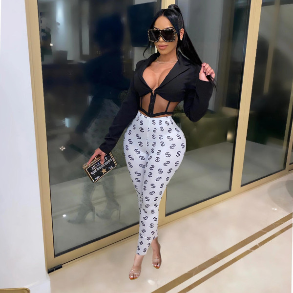 Sexy High Waist Dollar Print Skinny Pants SFY-170