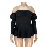 Plus Size 5XL Off Shoulder Peplum Tops ASL-7009