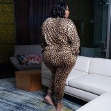 Plus Size 5XL Tie Dye Leopard Two Piece Sets OSIF-20971