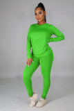 Solid Long Sleeve O Neck Casual Two Piece Sets SFY-217