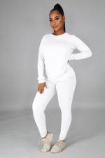 Solid Long Sleeve O Neck Casual Two Piece Sets SFY-217
