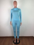 Solid Hooded Long Sleeve Two Piece Sets LX-7663