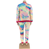 Plus Size 5XL Tie Dye Leopard Two Piece Sets OSIF-20971