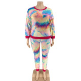 Plus Size 5XL Tie Dye Leopard Two Piece Sets OSIF-20971
