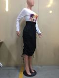 Black Drawstring Long Skirt OD-8413
