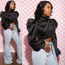 Denim Ripped Belted Flared Jeans LSD-9054