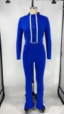Casual Zipper Long Sleeve Two Piece Pants Set XMY-9266