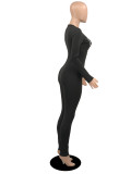 Casual Letter Lips Print Long Sleeve Tight Jumpsuit  YIBF-6035