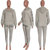 Letter Print Hoodie Sweatpants Two Piece Sets HMS-5426