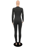 Casual Letter Print Long Sleeve Tight Jumpsuit YIBF-6036