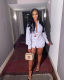 White Shirt Top And Mini Skirt Two Piece Sets WSM-5219
