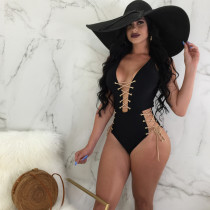 Sexy Lace Up Hollow Out One Piece Swimsuits BN-9079