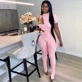 Solid Tube Top+Asymmetry Bodysuit+Pants 3 Piece Sets ASL-6337