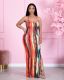 Sexy Printed Strappy Backless High Split Maxi Dress HMS-5440