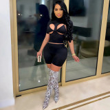 Sexy Hollow Top+Bra+Shorts 3 Piece Sets XYF-9092