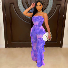 Sexy Print Mesh Tube Top Jumpsuits BN-9270