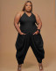 Fashion Plus Size 5XL Solid Color Suspender Jumpsuit WAF-7167 