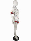 Plus Size Fashion Slim Print Short Sleeve Shirt LS-0341