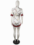 Plus Size Fashion Slim Print Short Sleeve Shirt LS-0341