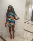 Sexy Printed Sleeveless Ruched Mini Dress NIK-225