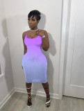Fashion Sling Gradient Midi Dress WSM-5241