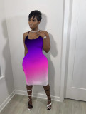 Fashion Sling Gradient Midi Dress WSM-5241