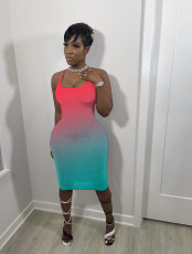 Fashion Sling Gradient Midi Dress WSM-5241
