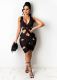 Plus Size Sexy V Neck Sleeveless Hollow Bandage Dress LSD-9098