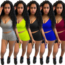 Solid Cami Top And Shorts Two Piece Sets WSYF-5858