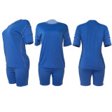 Solid Casual Short Sleeve Two Piece Suits MDF-5232