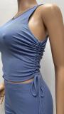 Casial Solid Drawstring Two Piece Shorts Set XYF-9098