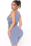 Casial Solid Drawstring Two Piece Shorts Set XYF-9098