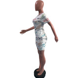 Letter Print Casual Two Piece Shorts Set OMY-0013