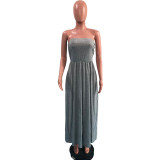 Solid Off Shoulder Strapless Maxi Dress OMY-0020