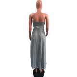 Solid Off Shoulder Strapless Maxi Dress OMY-0020