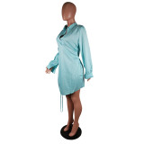 Long Sleeve Casual Shirt Dress MK-3031