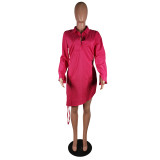 Long Sleeve Casual Shirt Dress MK-3031