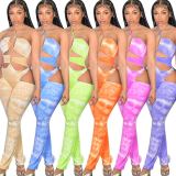 Fashion Print Halter Hollow Jumpsuits MEM-8359