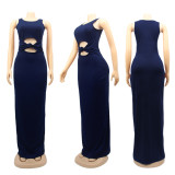 Sexy Simple Solid Color Sleeveless Long Dress SFY-151