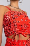 Paisley Print Drawstring Cami Top Mini Skirt 2 Piece Sets XYF-9099