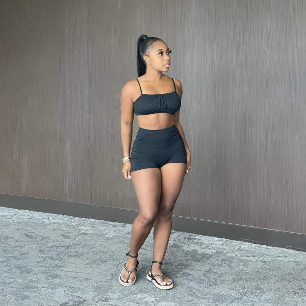 Solid Color Camisole Shorts Two Piece Sets YIBF-6079
