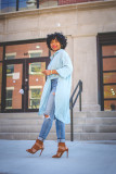 Casual Loose Solid High Split Shirt Dress OLYF-6062