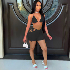 Sexy Solid Bra Top And Shorts Two Piece Sets FOSF-8082