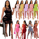 Sexy Sleeveless Mesh See Through Bandage Club Dress YS-8801