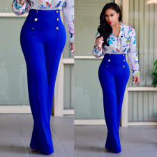 Solid Double Breasted High Waist Pants SH-2006-0