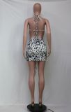 Print Halter Backless Club Dress YS-8802