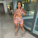 Fashion Sexy Print Hollow Mini Dress WMEF-2066