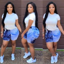 Casual Drawstring T Shirt And Shorts 2 Piece Sets HMS-5477